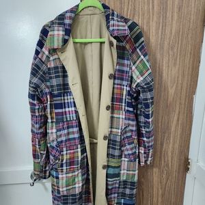 Polo Ralph Lauren Reversible Balmacaan Men's Trench Coat Large Patchwork Plaid